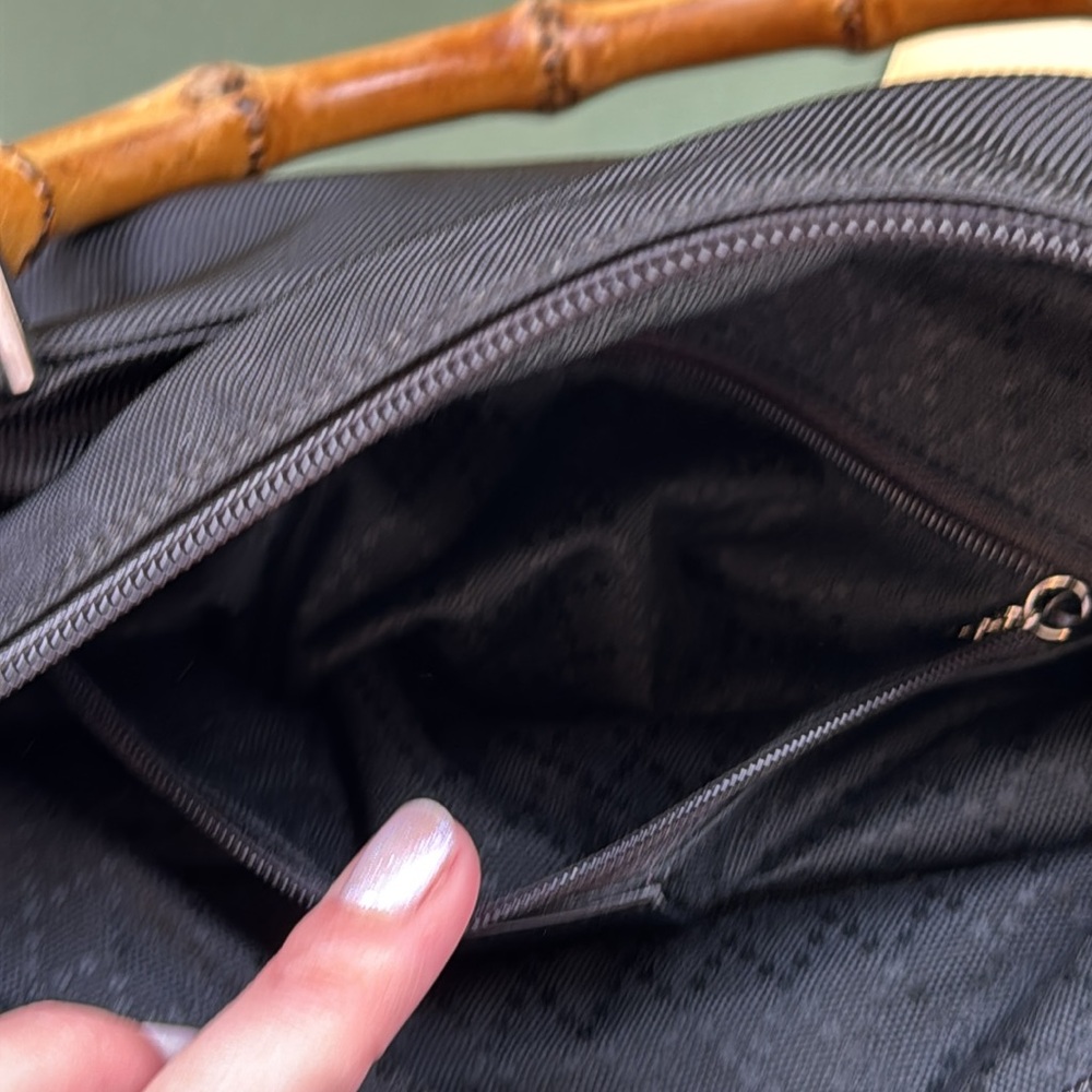 Gucci Black Canvas Bamboo Handle Shoulder/crossbody  Bag - Picture 14 of 16